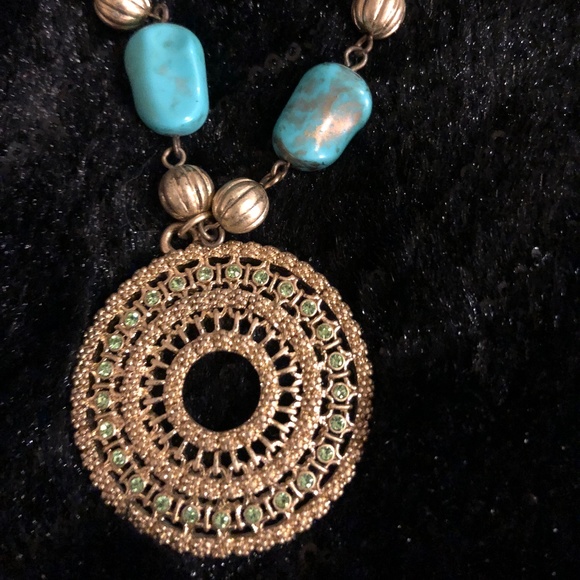 Women’s Necklace Turquoise, Gold and Green Colors - Picture 8 of 14